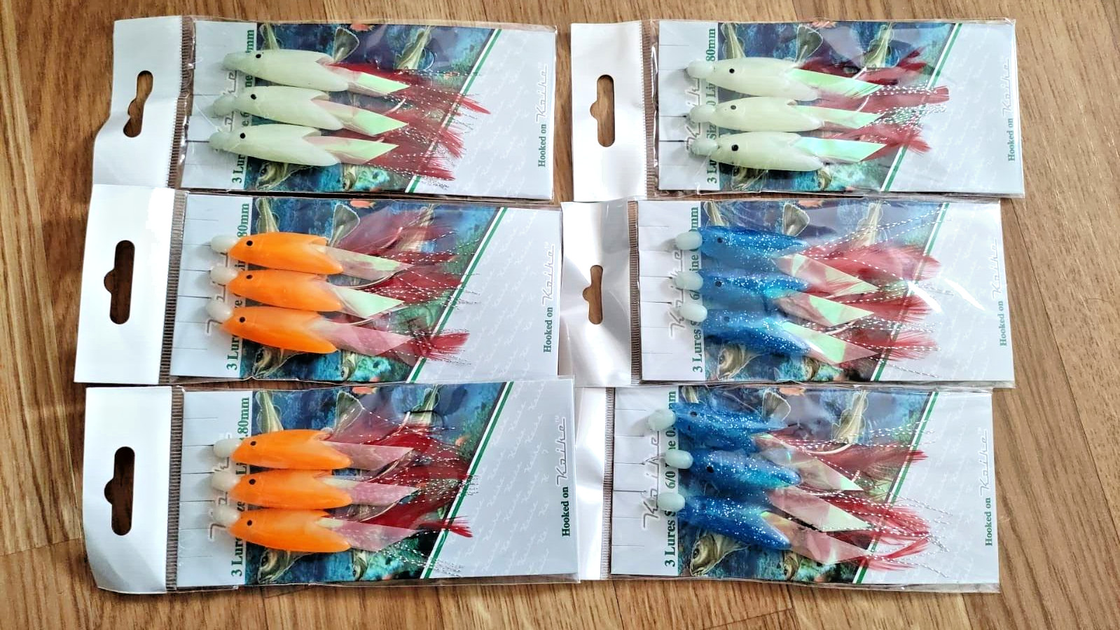 6 x Koike Large Mixed Colour Hokkai hokki Rigs Fishing Lures Cod Bass 6/0 Hook