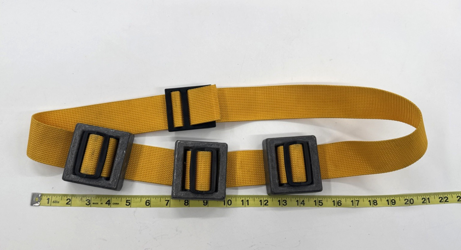 Vintage Diving Belt With 3 Lead Weights Quick Release Buckle Yellow Scuba Dive