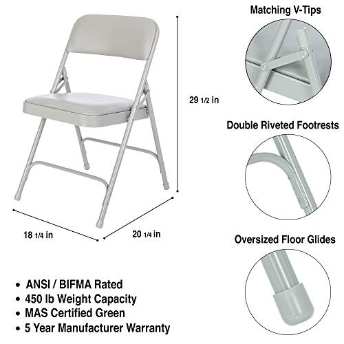 (4 Pack) Premium Vinyl Padded Folding Chair Grey