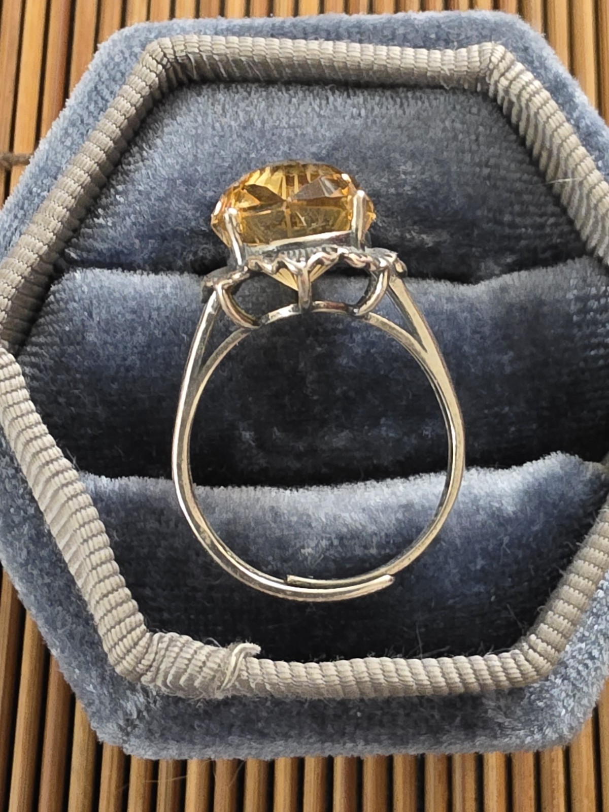 925 Silver Citrine Adjustable Ring