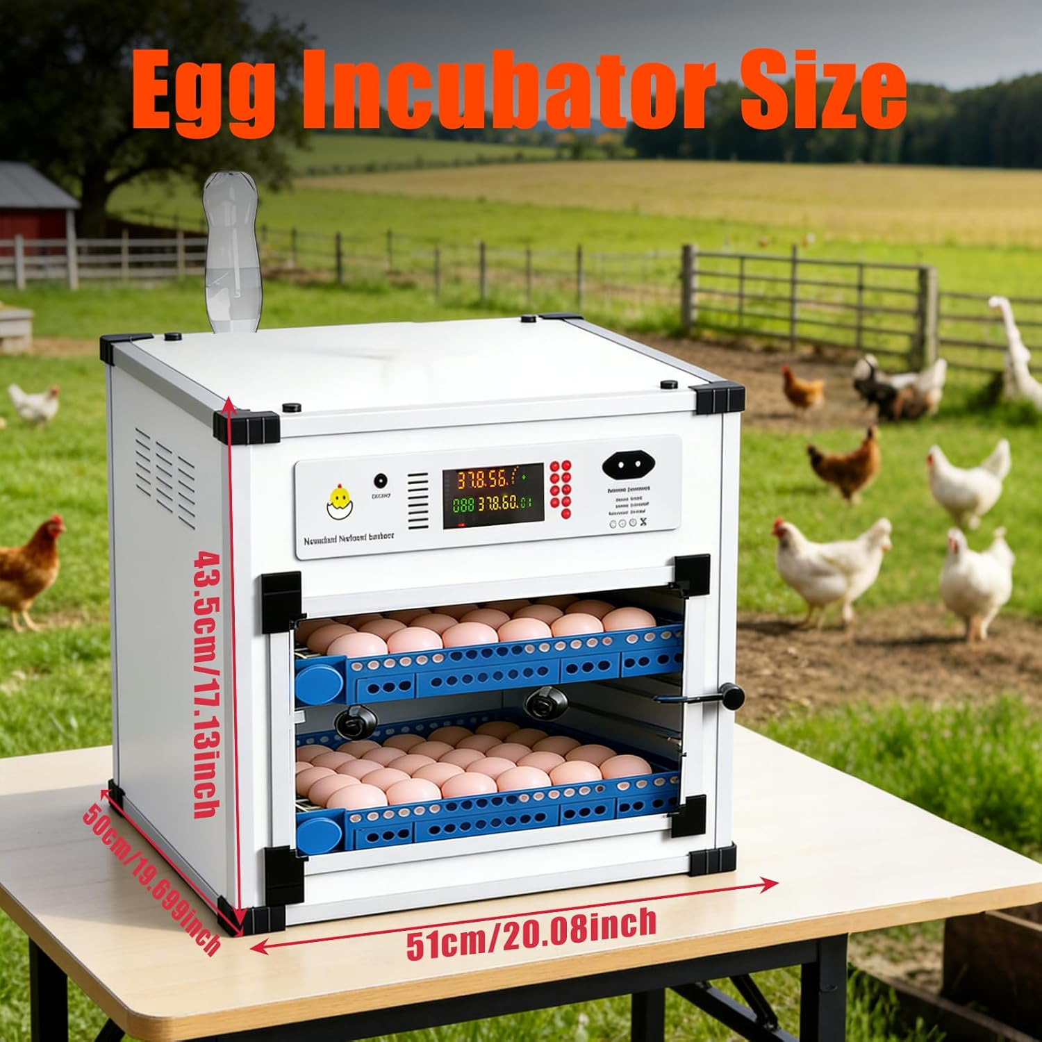 136 Eggs Automatic Egg Incubator with Digital Control & Auto Turner