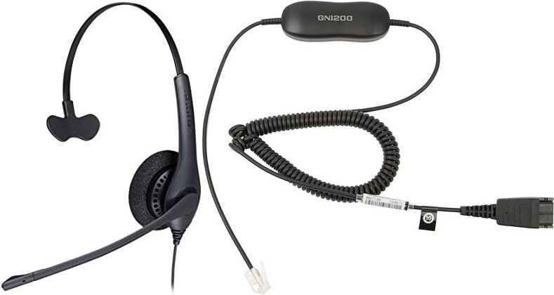 Jabra Biz 1500 QD Mono Headset with GN 1200 Universal RJ9 Deskphone Smart Cord