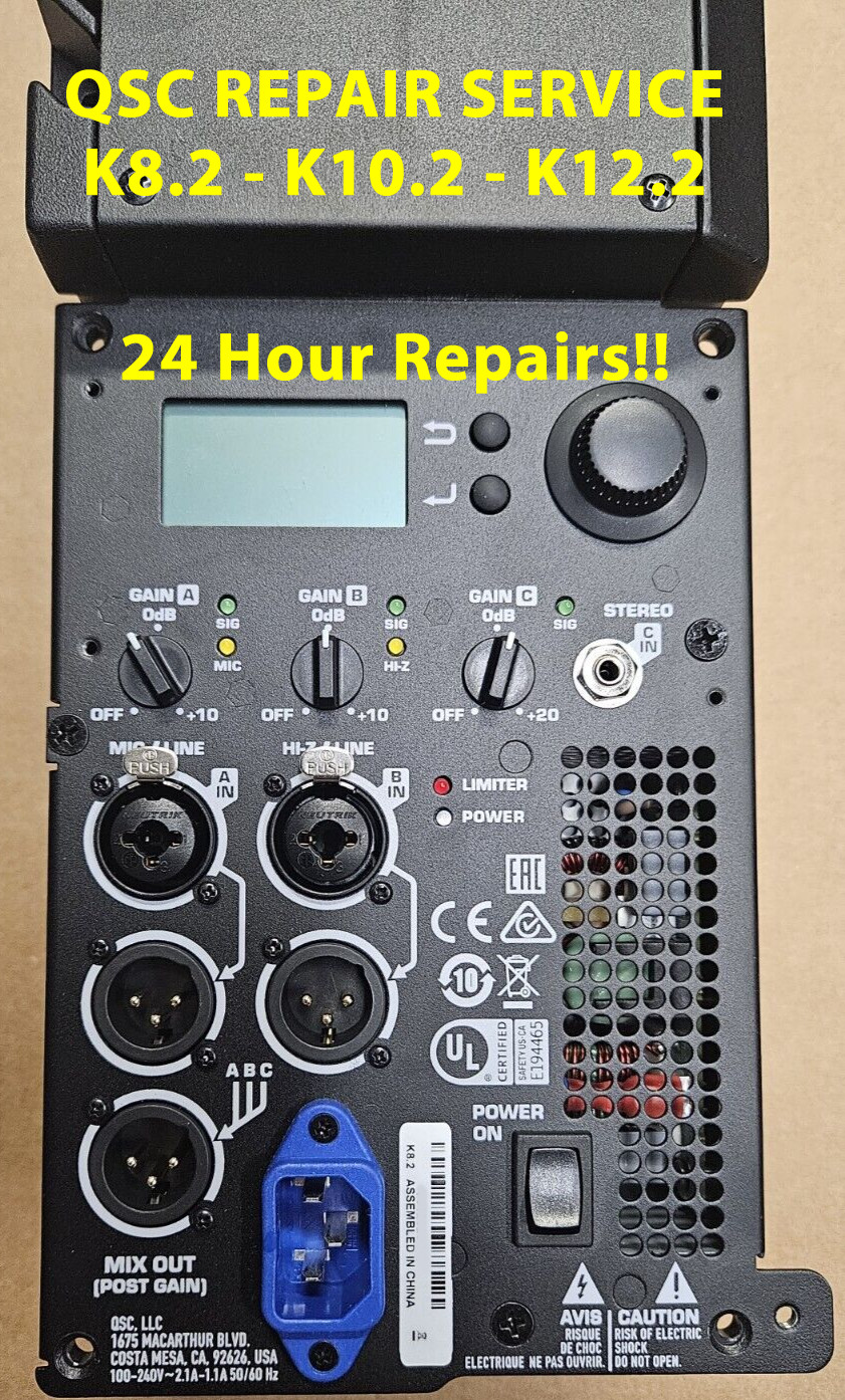 QSC K10.2 Repair Service No Power / Flashing Screen / No Sound We repair it FAST