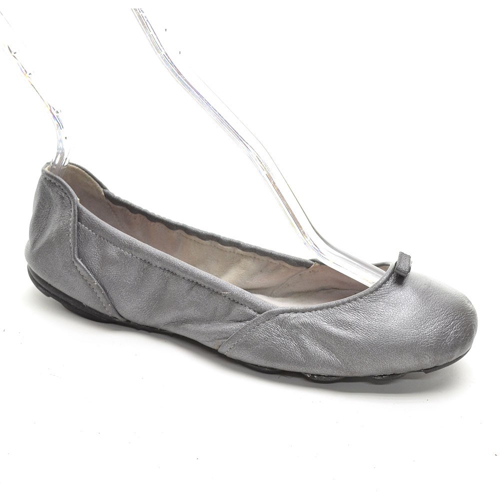 Ladies BLOCH Posy Ballerina Flat 37.5 / 7 Pewter Leather Slip On Skimmer Shoes