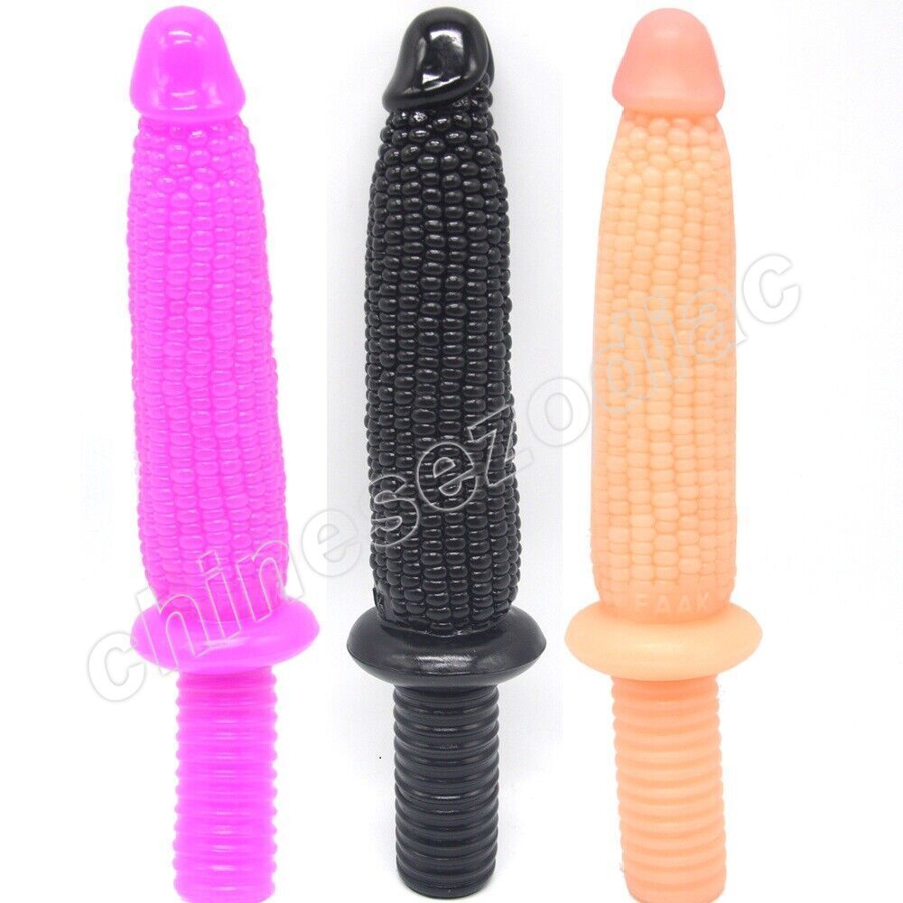13" Long-Huge-Lifelike-Ribbed-Corn-Dildo-Thick-Girth-Dong-Butt-Plug-Cock-Sex-Toy
