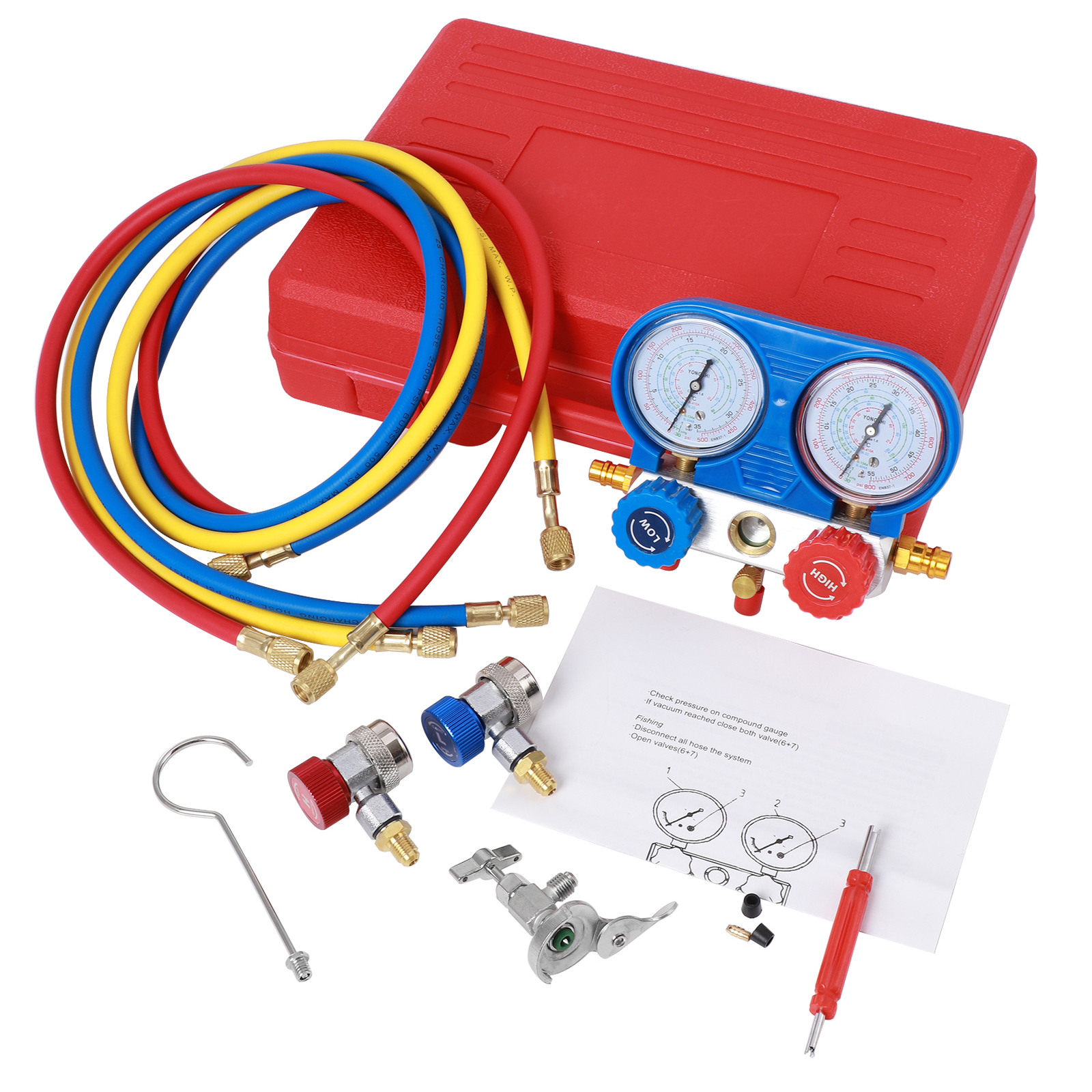 AC A/C Refrigerant Diagnostic Manifold Gauge Set Brass Manometer Gauge Test Kits