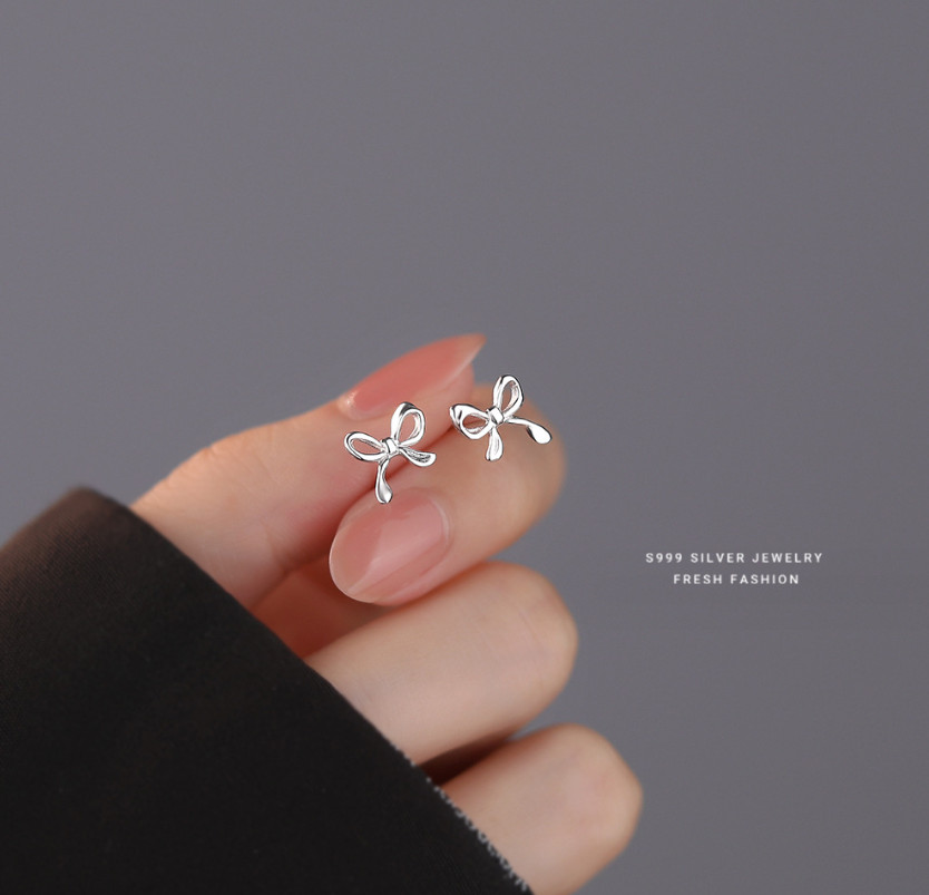 925 Sterling Silver Post Butterfly Bow Knot Stud Piercing EARRINGS Ear H18