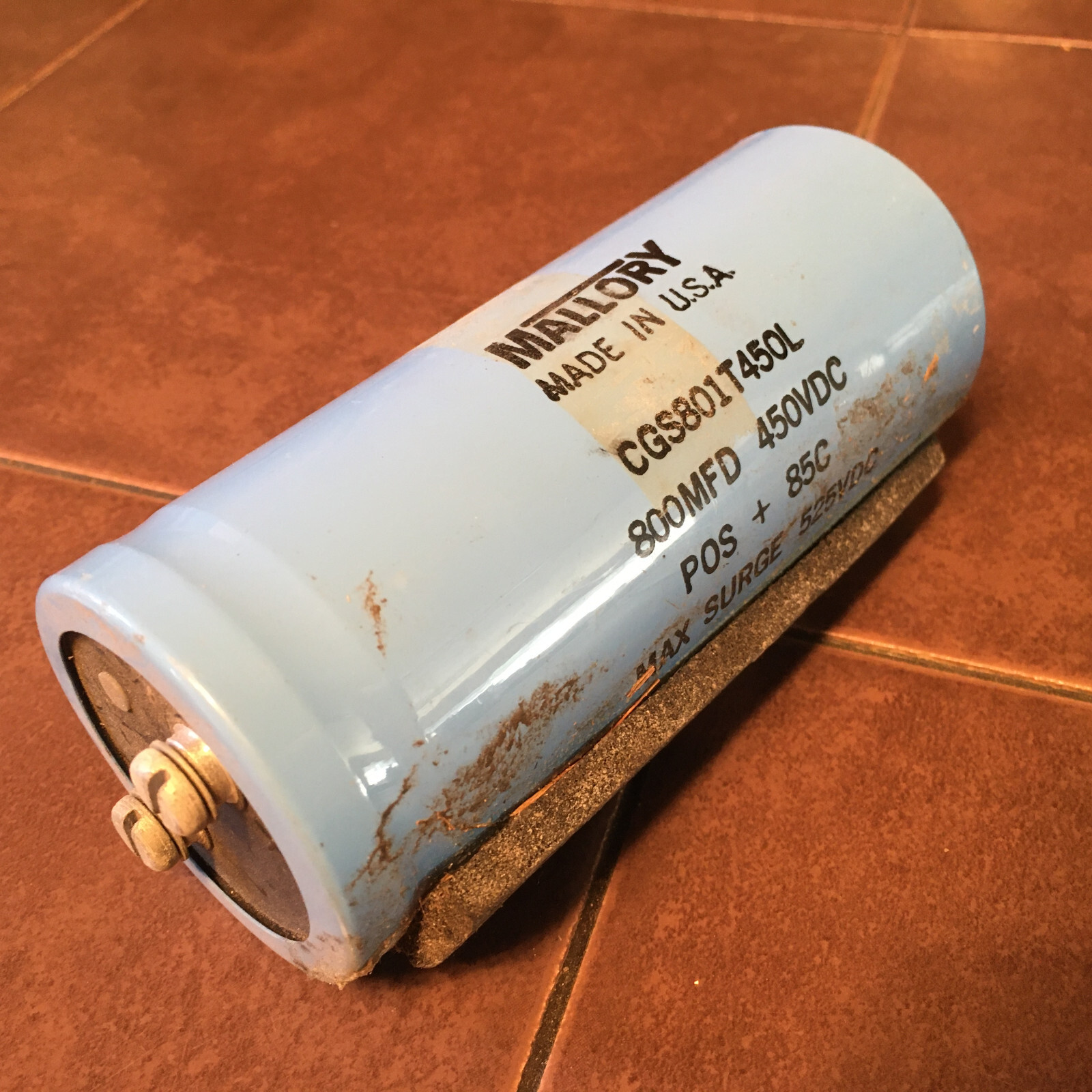 Mallory CGS801T450L, 800mfd, 450vdc Capacitor.