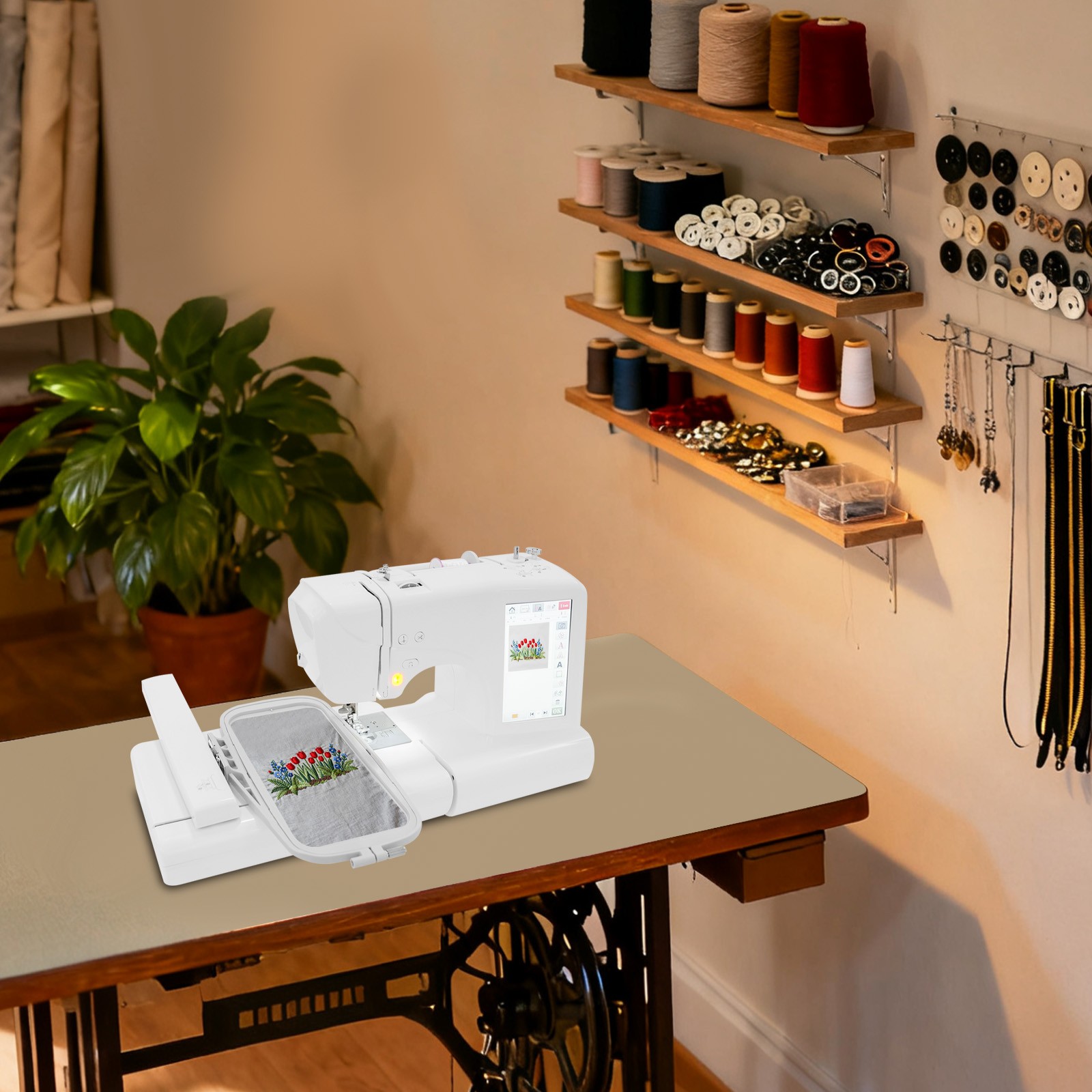 7" Screen Computerized Embroidery&Sewing Machine Automatic Embroidery Machine US