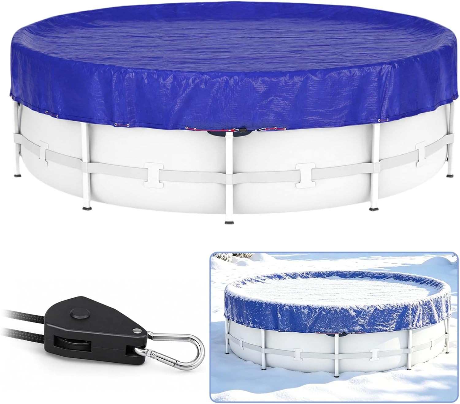 21FT round Pool Cover for above Ground Pools, Summer Pool Cover Protector with C