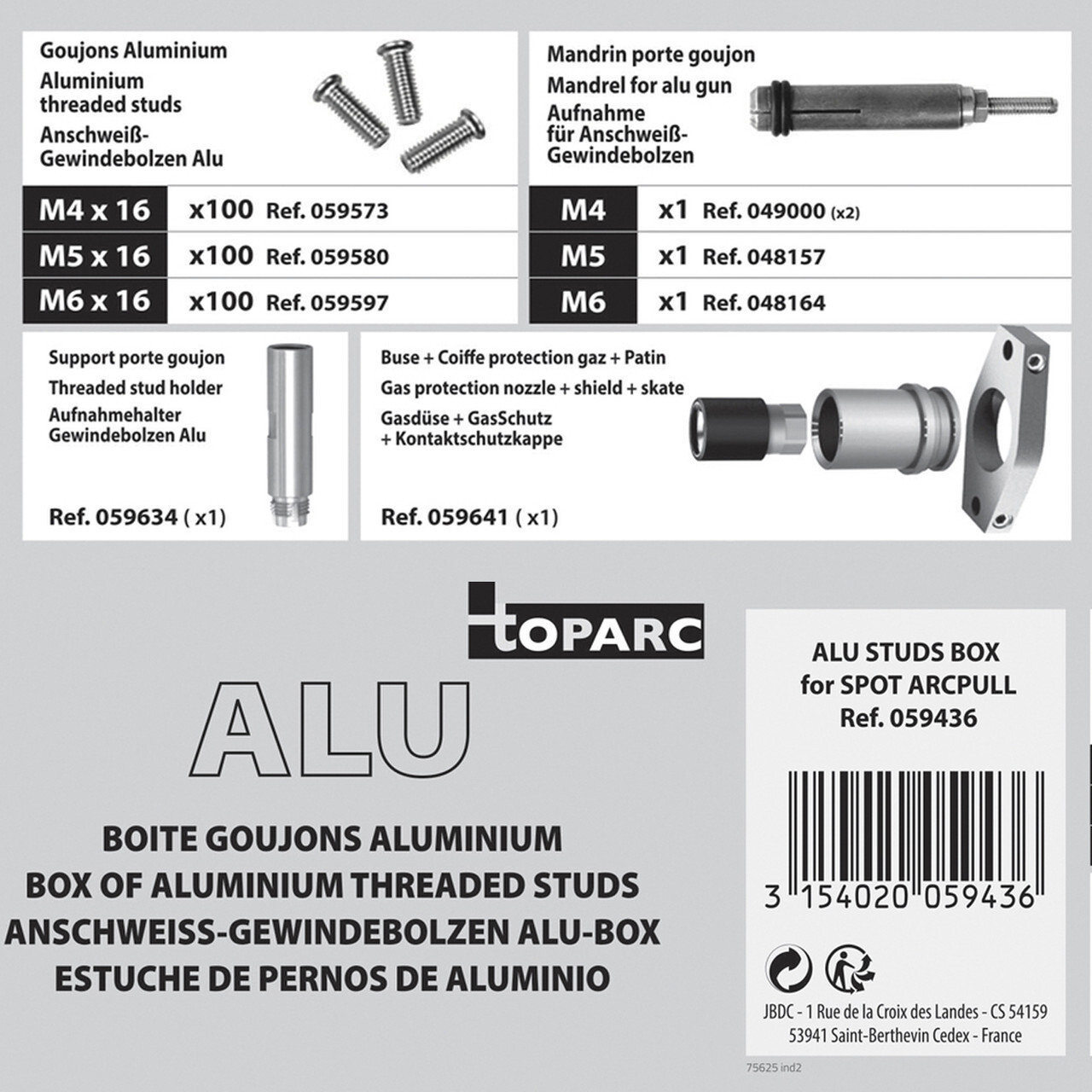 Box of Aluminum Studs for ARC Pull dent pulling system - AlMg3 (Alu-Mag)