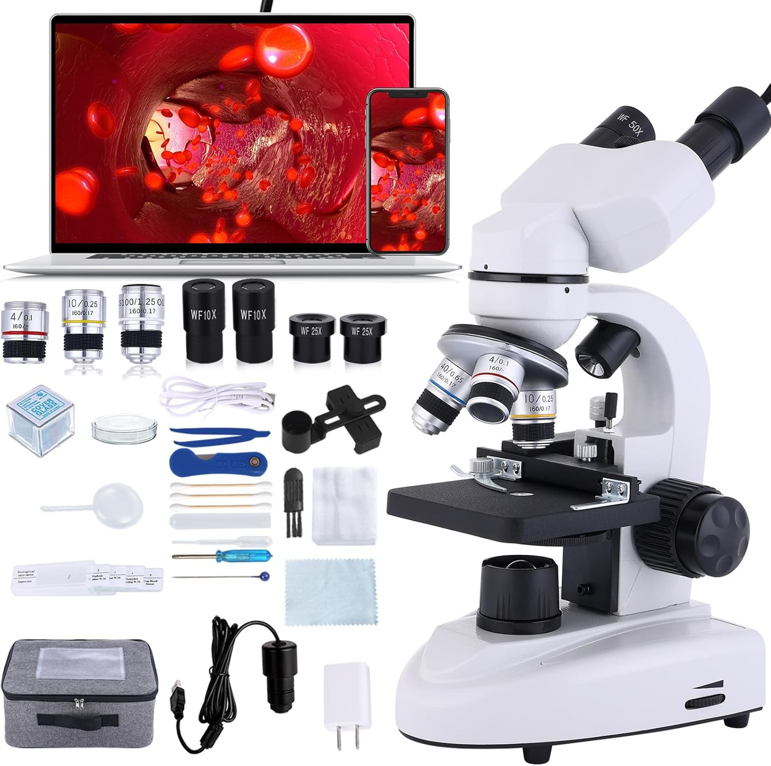 Binocular Compound Microscope 40X-2000X, Research Grade Professional Microscope