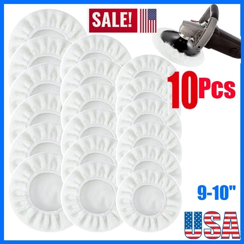 10X Ultra Soft Wool Polisher Bonnet Covers Compatible 9 10 Inch Car Buffer