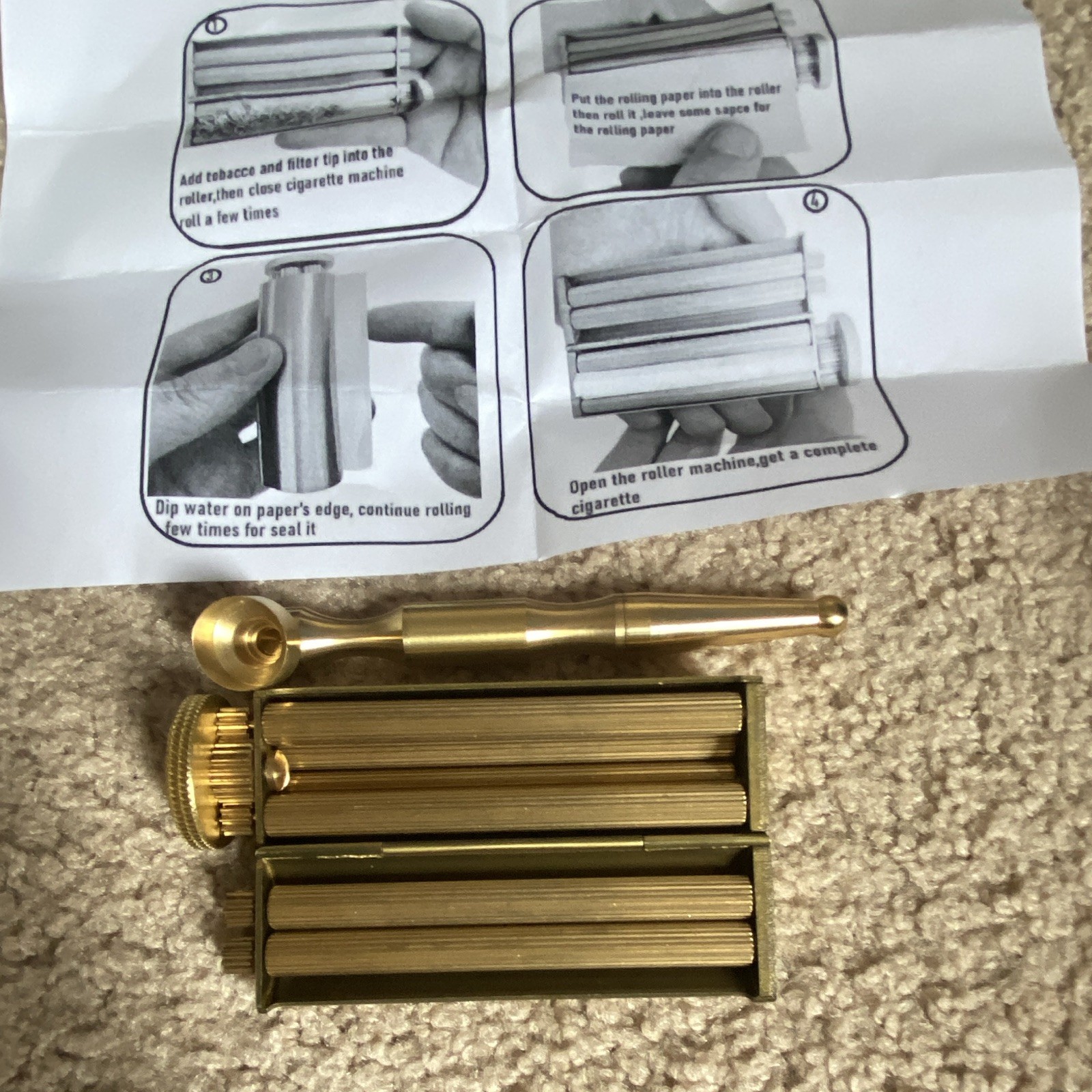 Juanyan Vintage Cigarette Roller Machine w/ Metal Smoking Pipe, Made in China