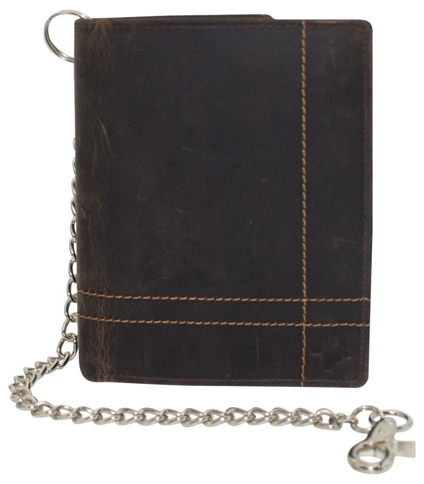 RFID Mens Hipster Multi-Card Holder Bifold Vintage Leather Chain Biker Wallet
