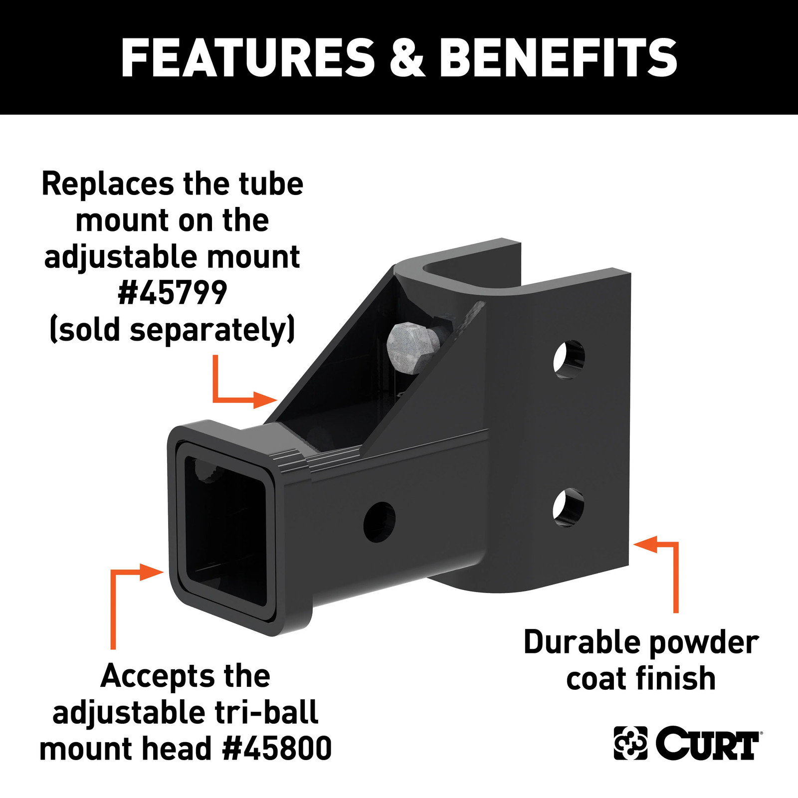 CURT Replacement Adjustable Tri-Ball Tube Mount Hitch for CURT #45799