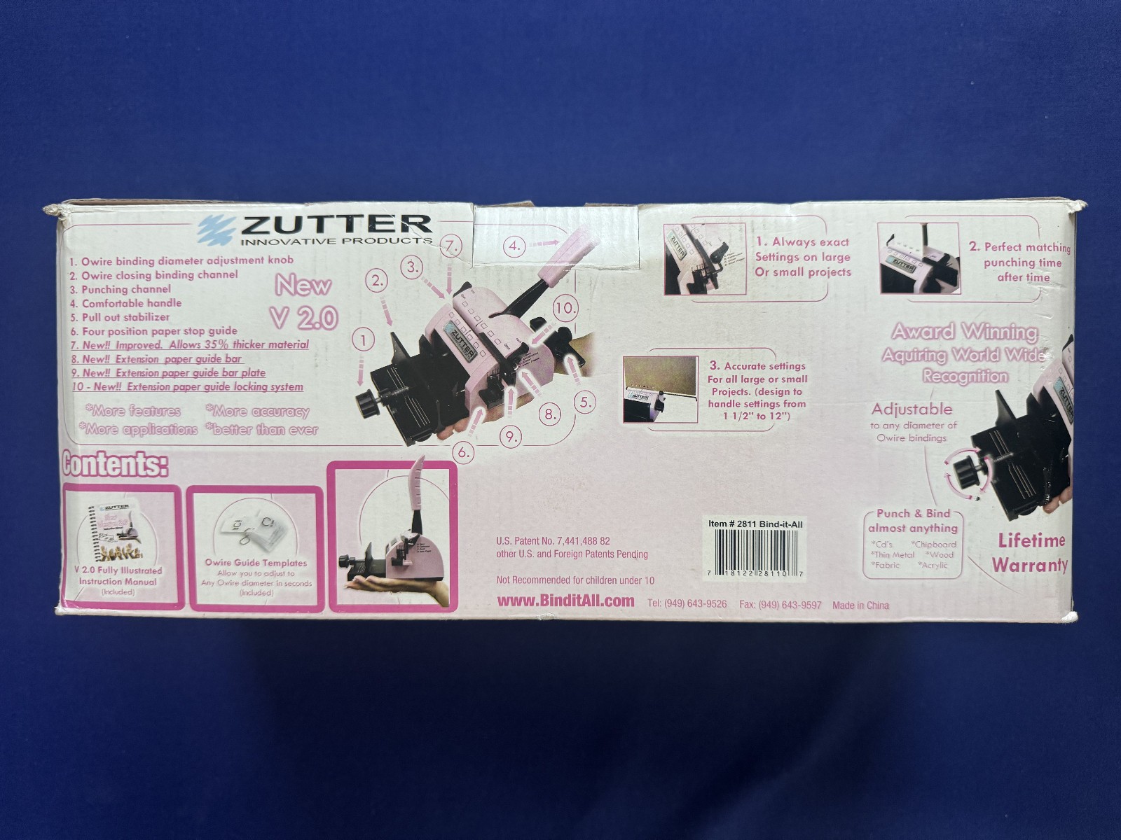 ZUTTER Bind All v2.0 Pink Scrapbooking Project Cover Spiral Binding Machine New