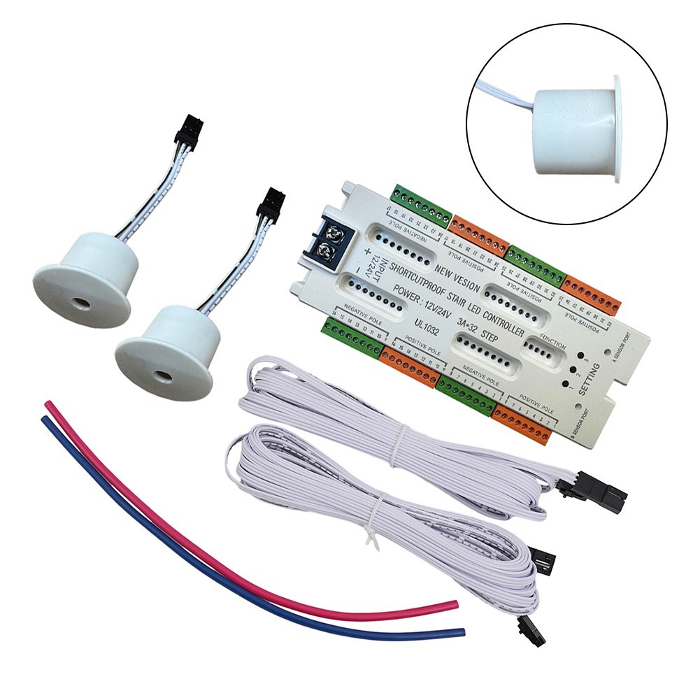 Stair LED Controller 32 Channels UL1032 with Dual AB Sensor Wiring Guide