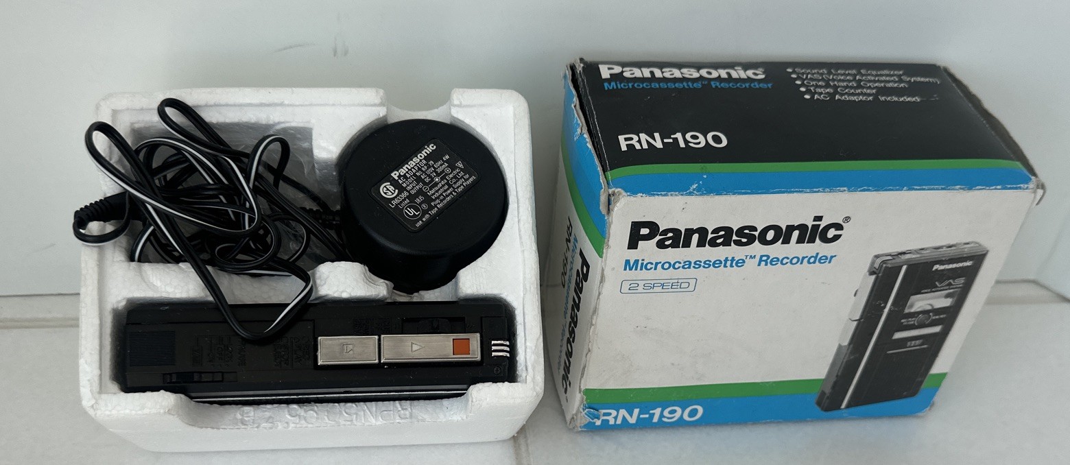 Panasonic RN 190 Micro Cassette Recorder Original Box & Adaptor Tested Working