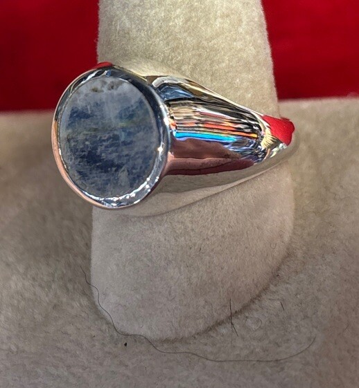 Men’s Sterling Silver Ring Size 8 Rainbow Moonstone