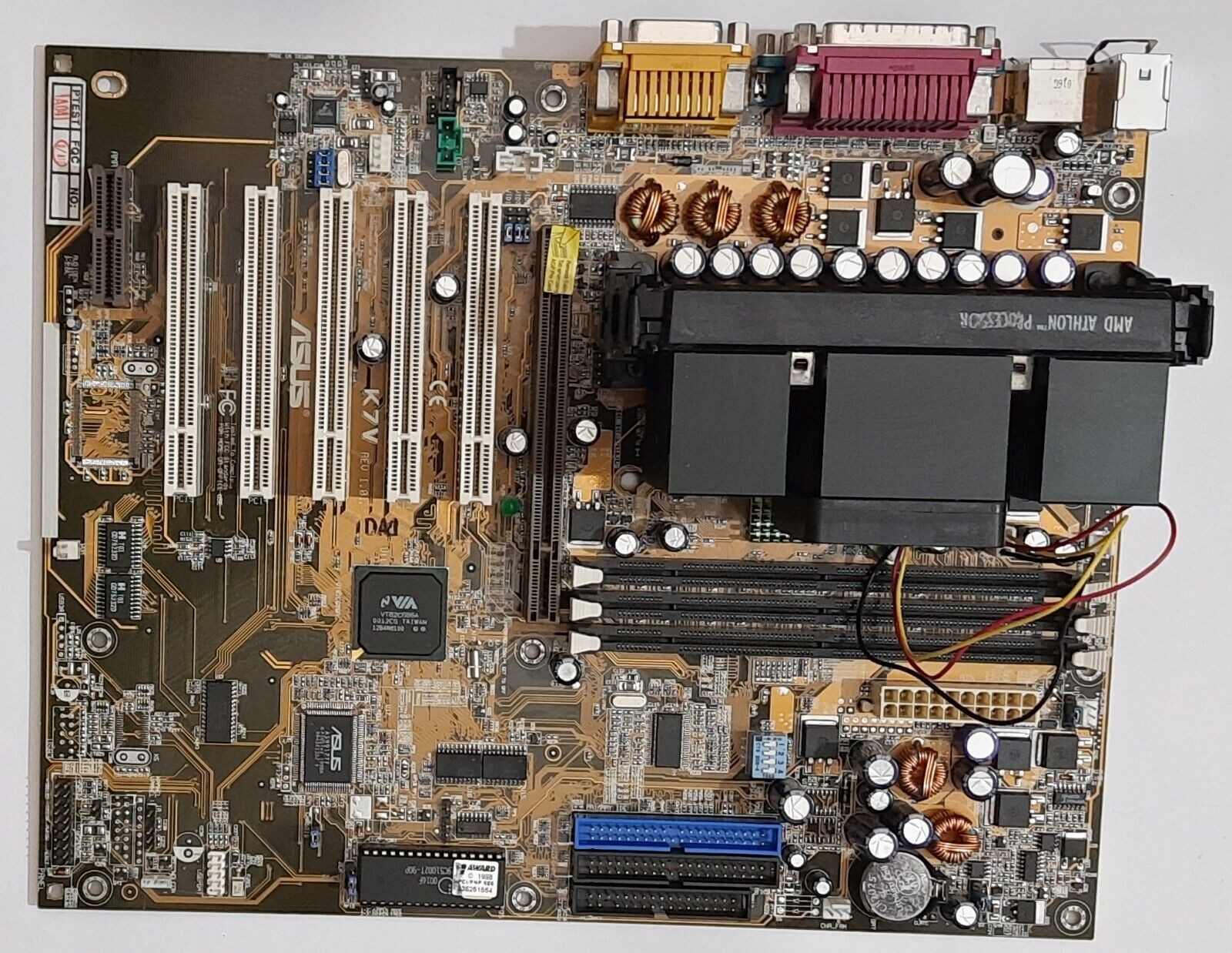 ASUS K7V Slot A ISA AGP Retro Motherboard + AMD Athlon 800MHz
