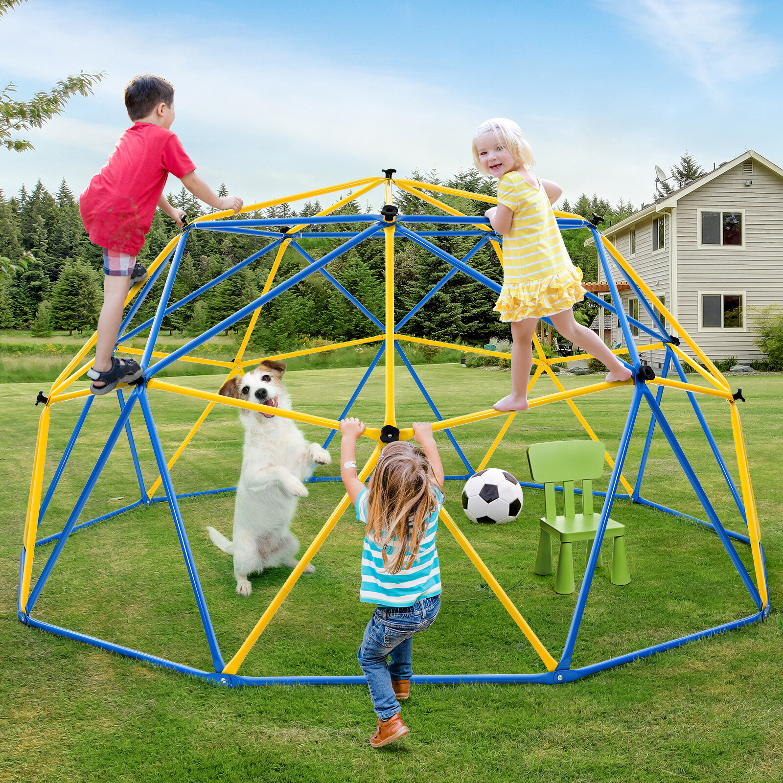 10ft Climbing Dome Monkey Bars Jungle Gym for Toddler with Hammock Climbing Toys