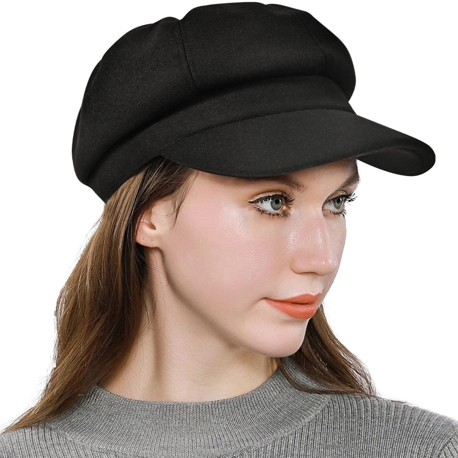 Women’s Newsboy Cap Wool Blend Retro Solid Color Girls Fashion Gatsby Cabbie ...