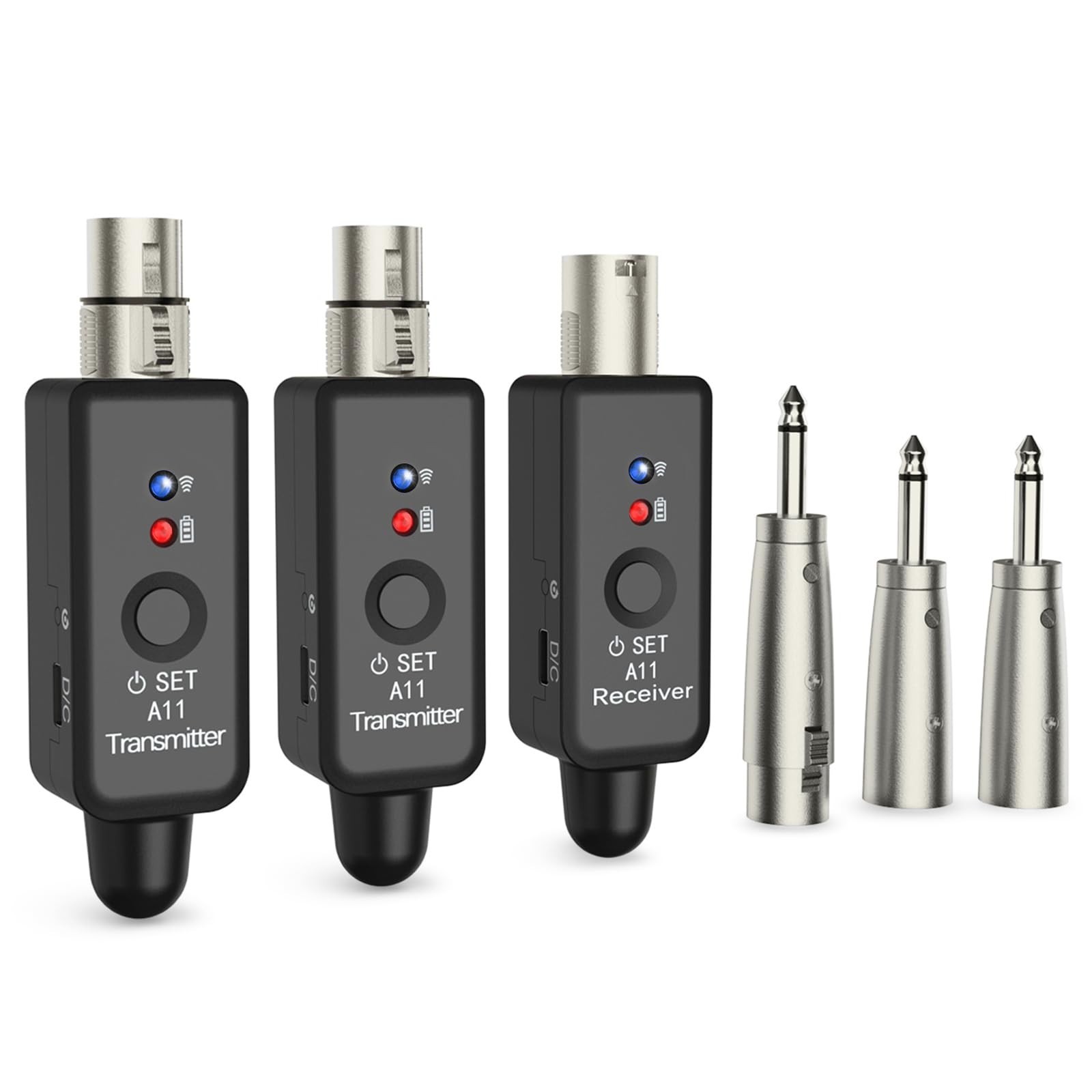 Wireless XLR Adapter System Dual Transmitter & Receiver for Mic Guitar Mixer USA