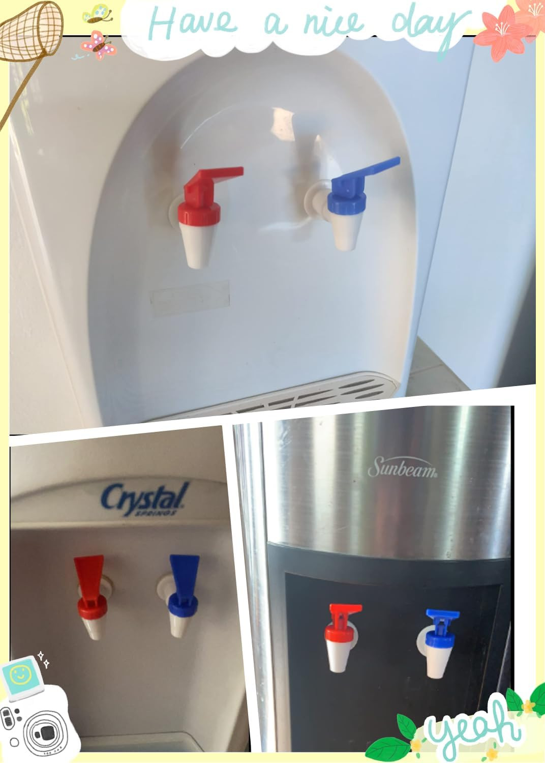 Replacement Cooler Faucet - 2 Blue and 2 Red Water Dispenser Tap Set - Internal