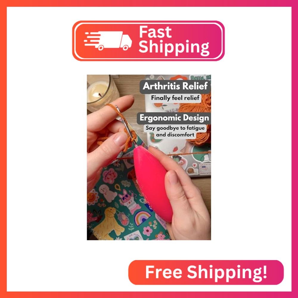 Crochet Hook Grip Ergonomic Silicone Handle Removable Interchangeable with Hook