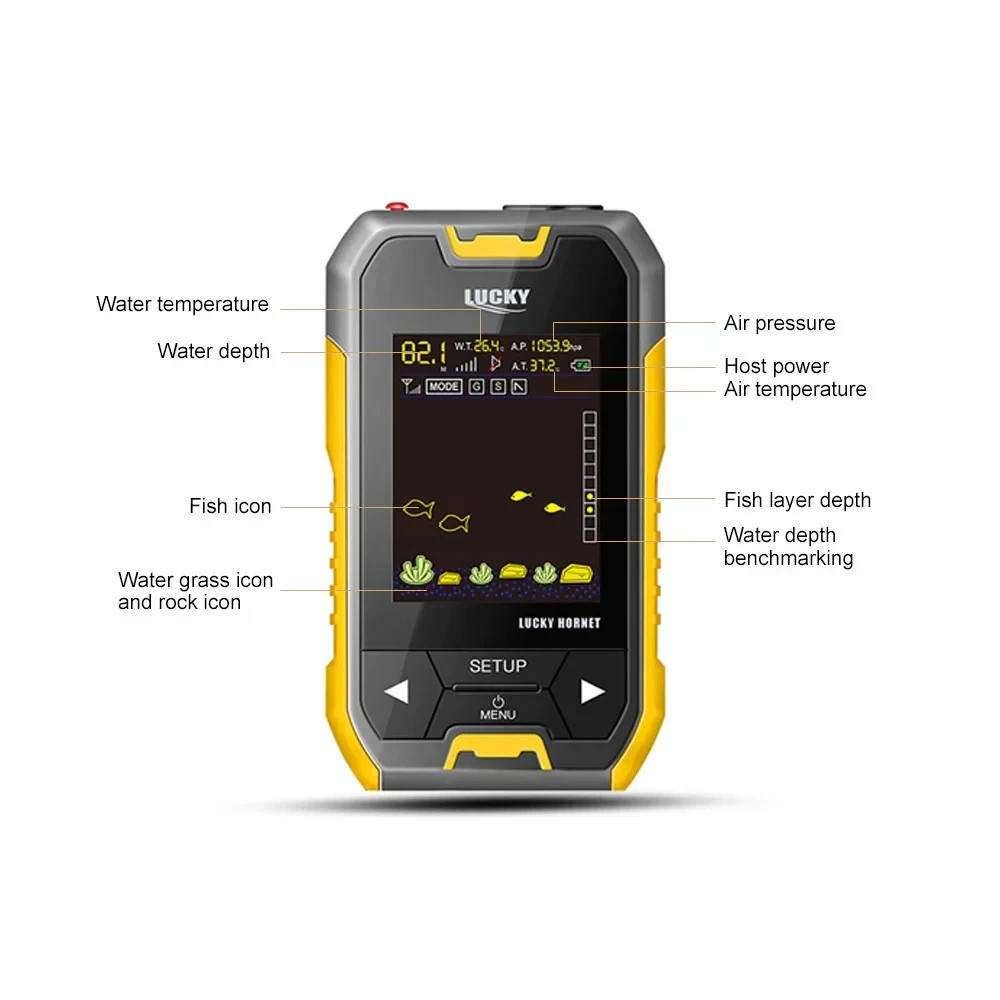 Fish Finder, Colour, 150m Range, Portable Device, Fish, Depth detection, Lucky