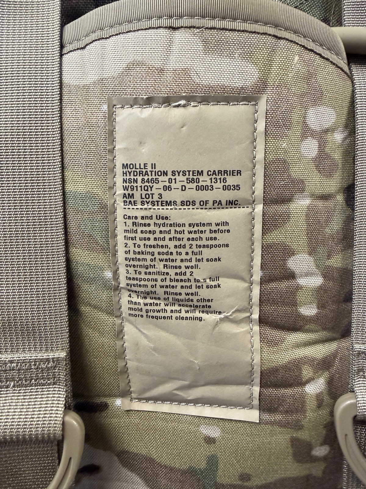 USGI ACU Universal Cam MOLLE II Hydration System Carrier US Army NEW