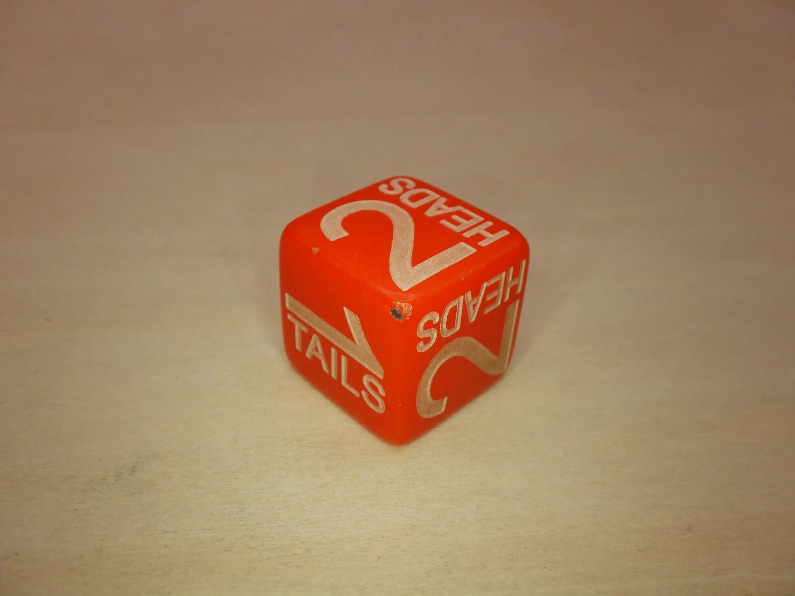 ORANGE Heads Tails Two Sided (D6 1-2) RPG Gaming Die Roleplay Tabletop Dice