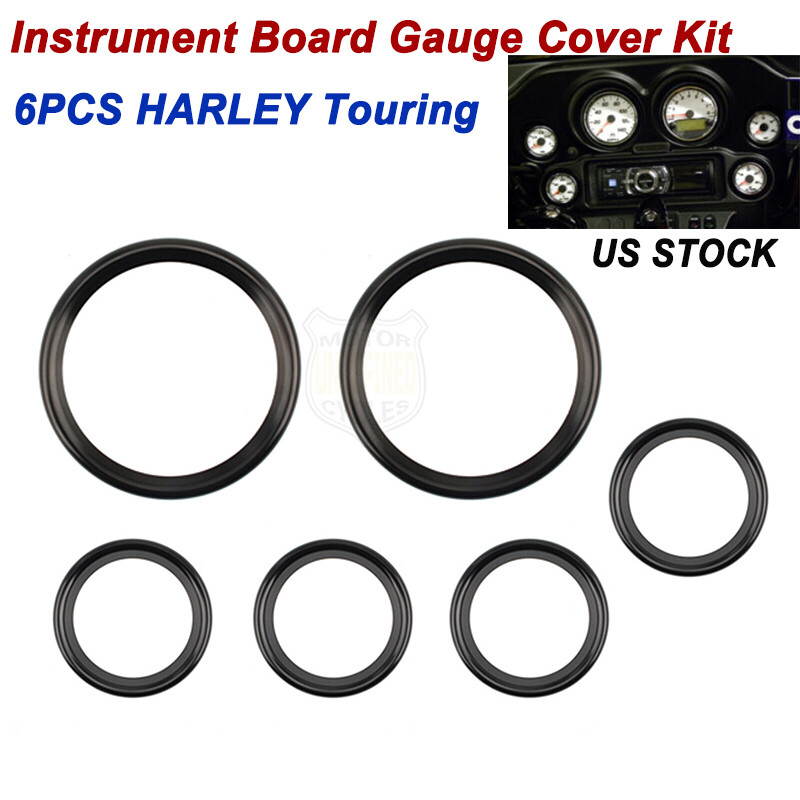 6x Instrument Board Gauge Bezels Cover Kit For Harley 96-13 Touring Street Glide