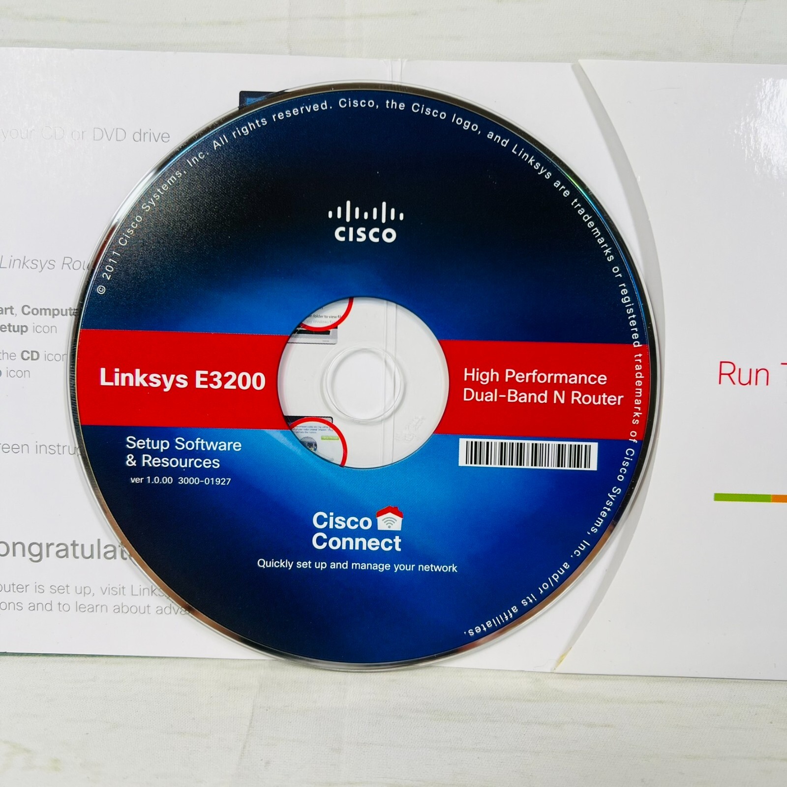 Cisco Linksys E3200 Setup Software & Resources Ver 1.0.00 3000-01927 N-Router