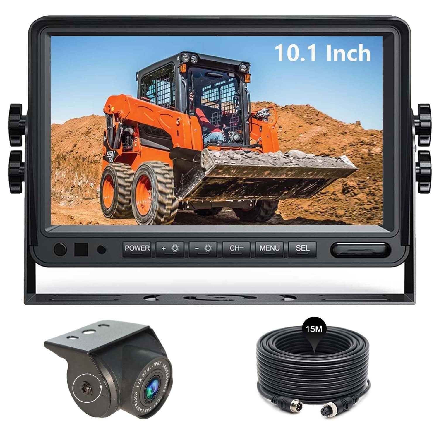 Skid Steer 10.1 Inch Monitor Large Image Backup Camera Video for RV Truck Tra...