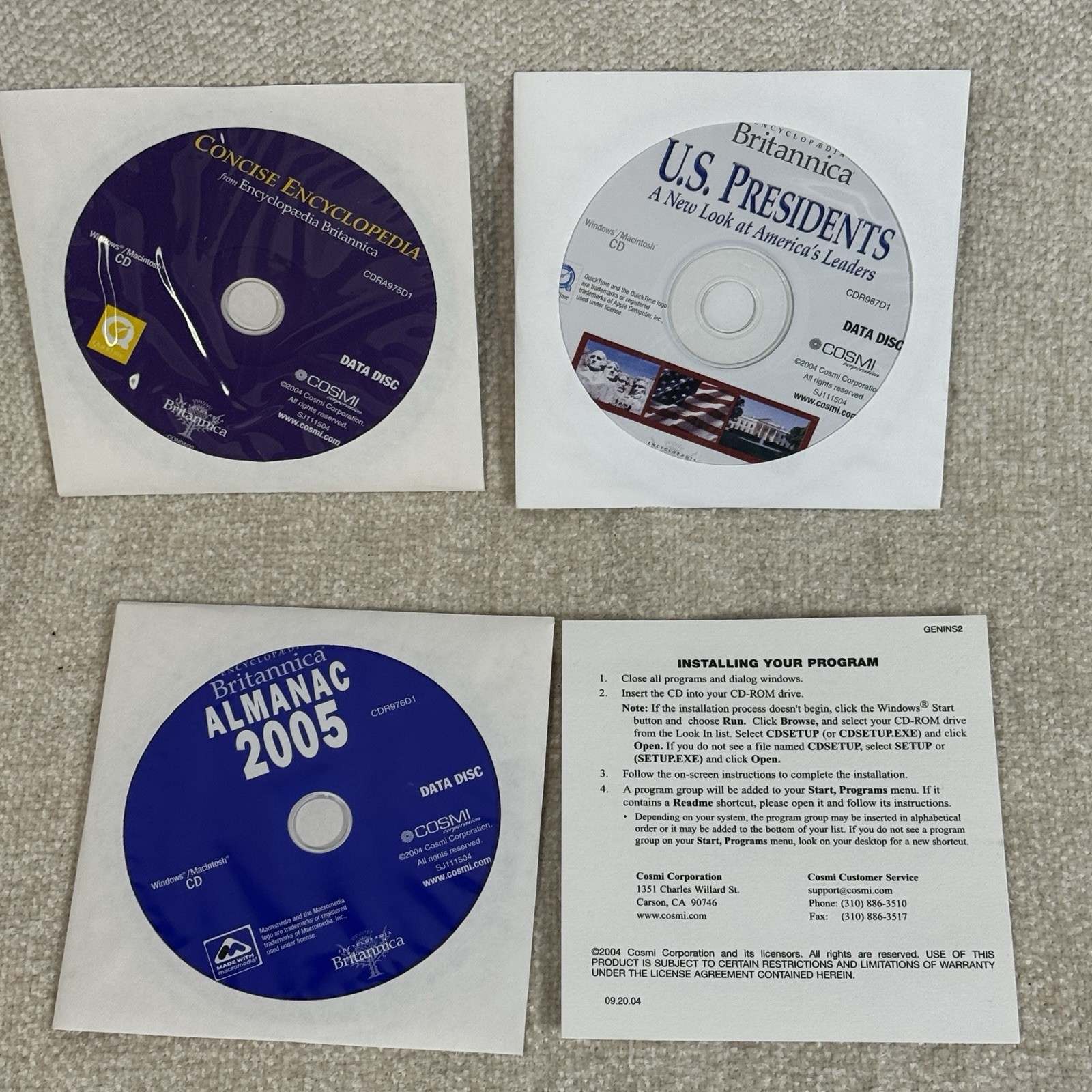 Encyclopedia Britannica Reference Collection 2005 PC CD-ROM Software Set