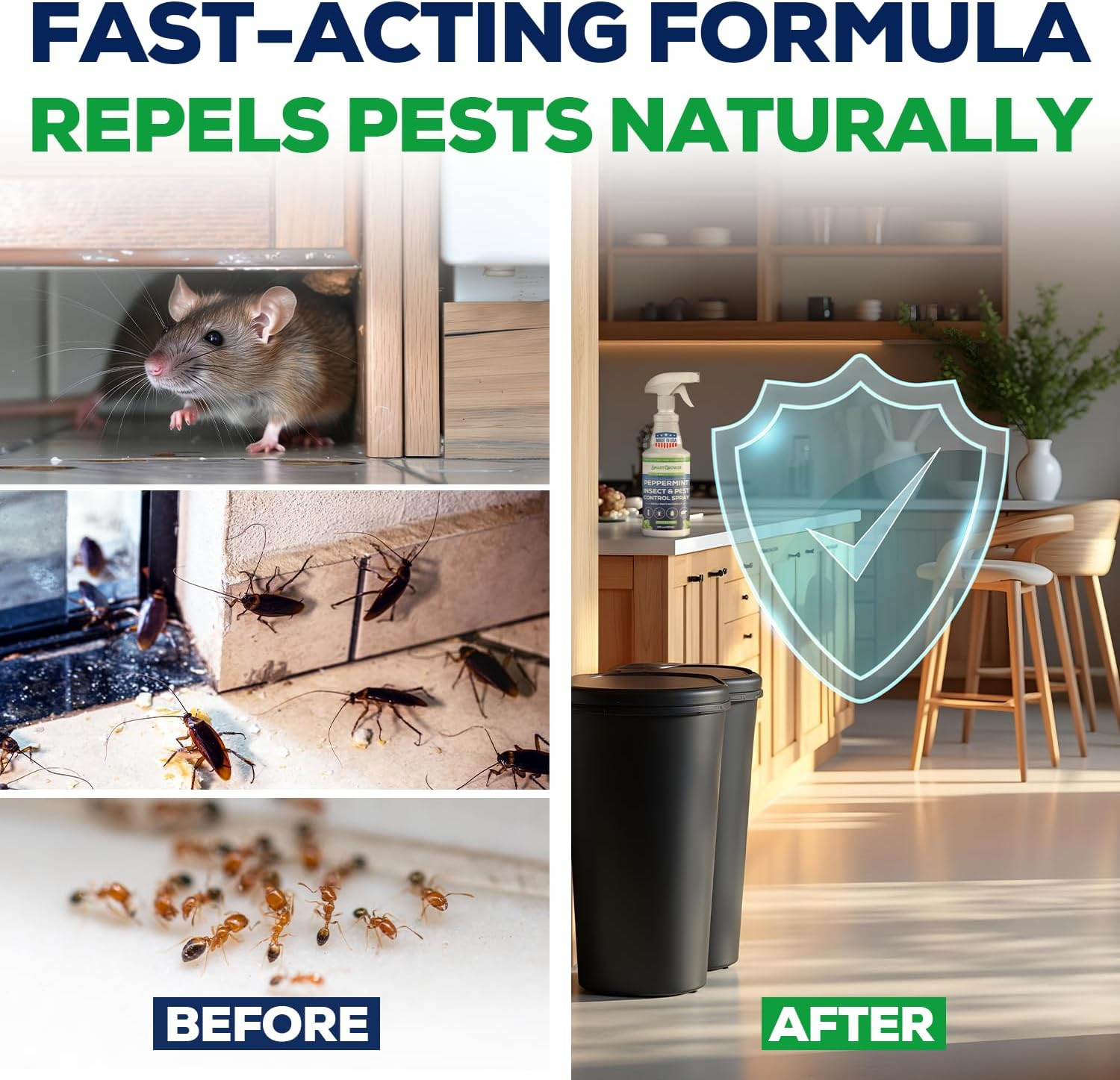 All Natural Peppermint Oil Insect & Pest Control Spray Repels Mice, Spiders, Ant