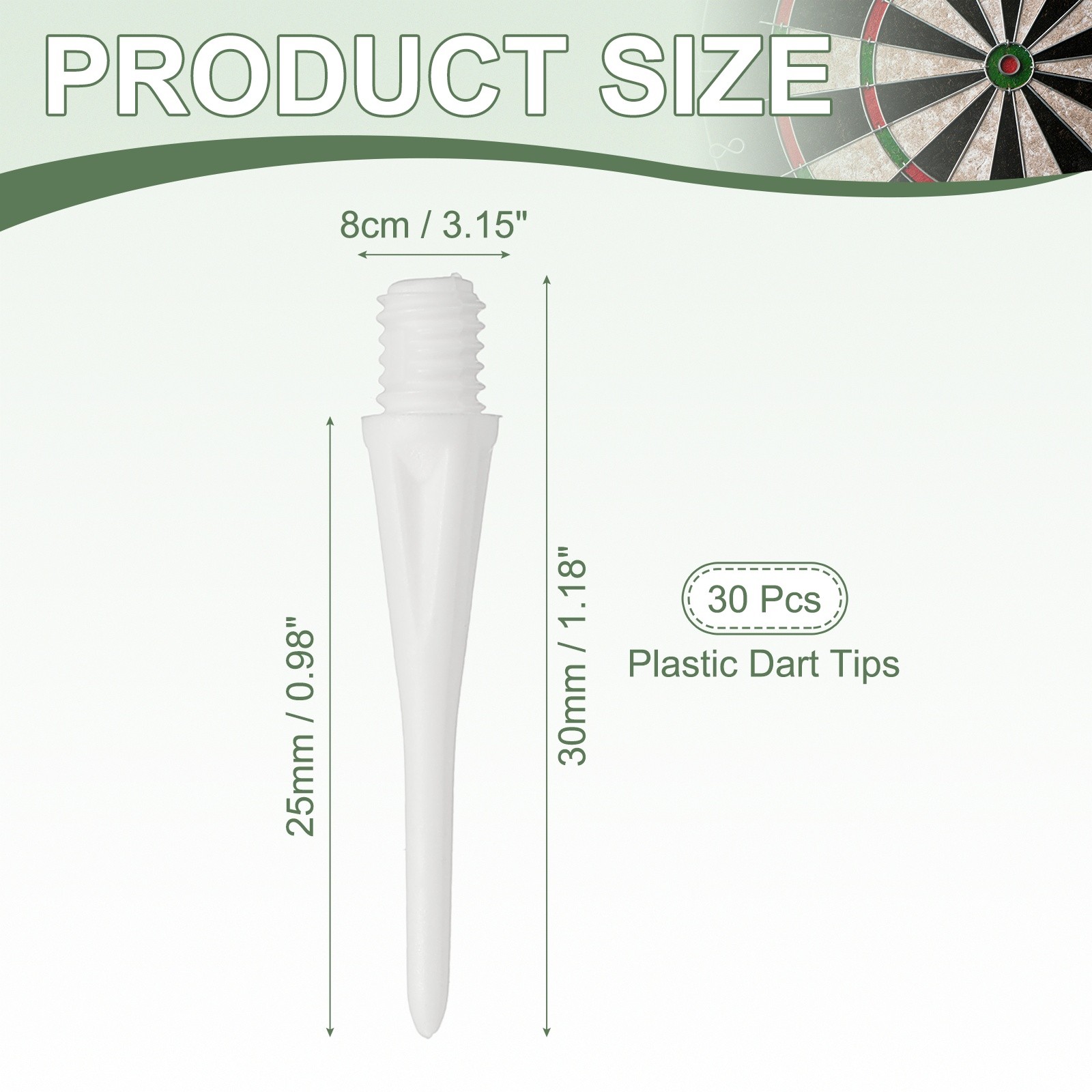 Plastic Dart Tips, 2BA Thread Soft Tip Dart Accessories 30 Pack & White