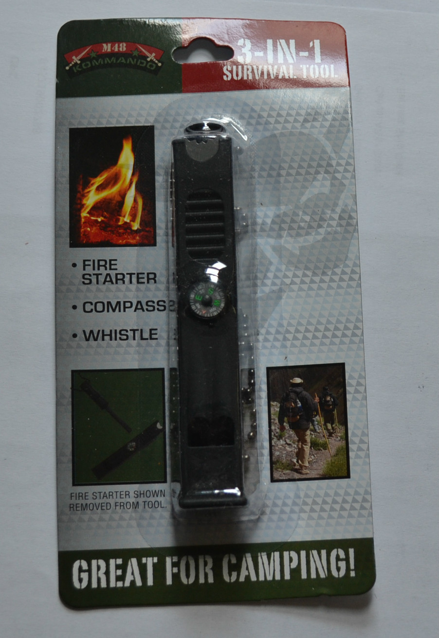 Budk M48 Fire Striker/Whistle/Compass Necklace SURVIVAL-CAMPING- HIKING
