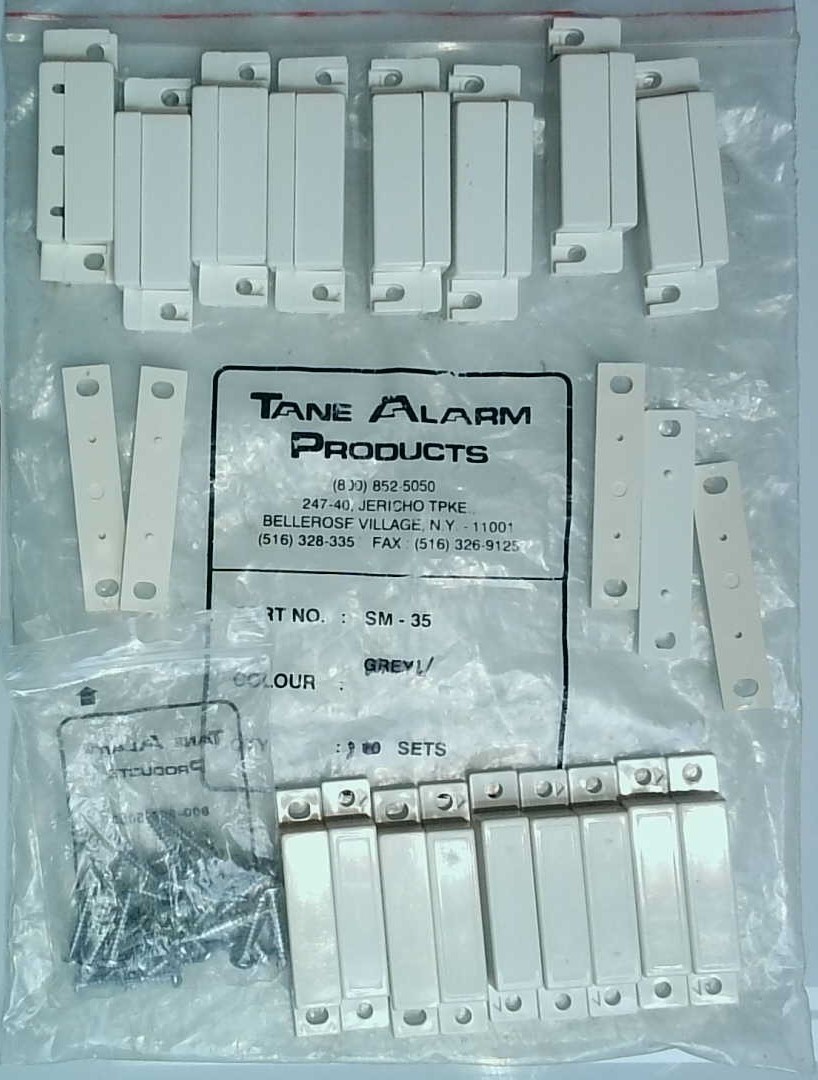 Tane Alarm High Security Contact SM-35 White W/Magnet And Screws (Lot of 8)