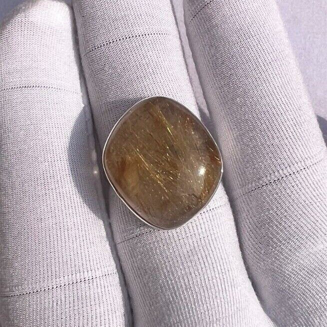 Golden Rutile Quartz Ring 925 Silver Ring Handmade Ring for women gifts for Her