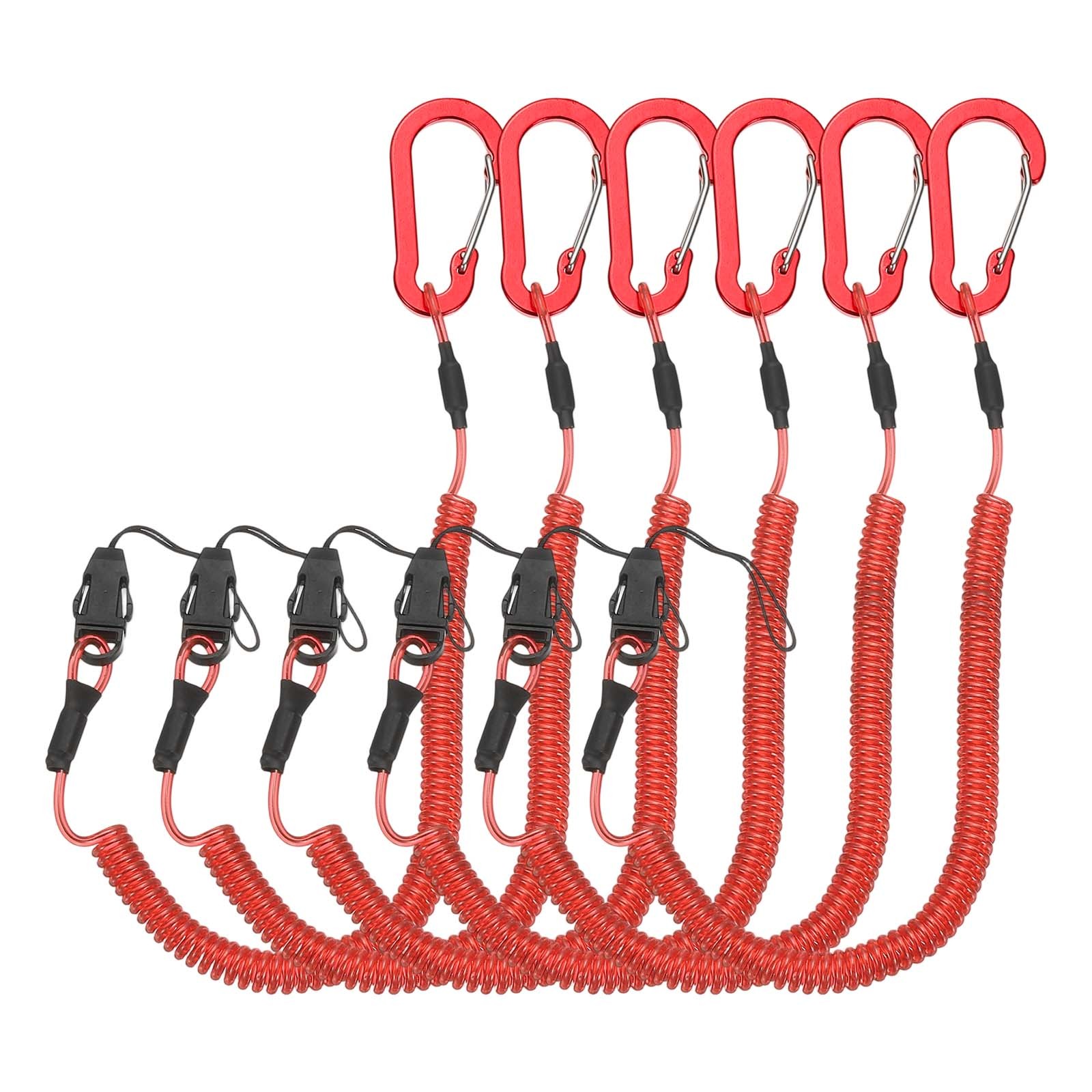 Coiled Lanyards with Buckle 47 Inch, 6 Pcs Buckle for Key Tool, Red