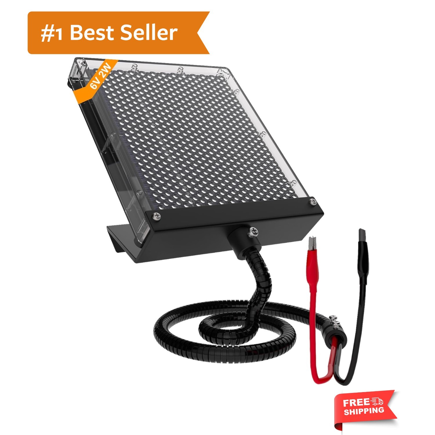 Solar Panel for Deer Feeder 6V 2W, Black Waterproof Solar Battery Charger Dee...
