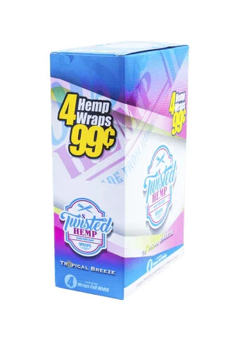 😎TWISTED WRAPS 4 LEAF PACK🔥15 COUNT BOX💚60 ROLLING PAPERS💜TROPICAL BREEZE