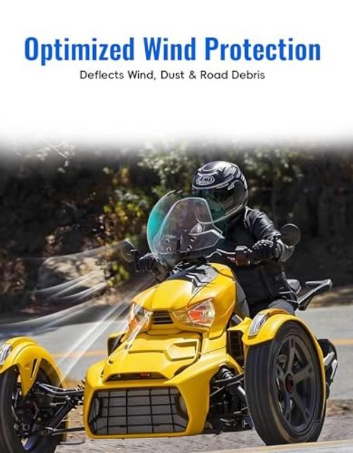 Can-Am Ryker Front Windshield - 3" Adjustable - Dark Tinted - Dark