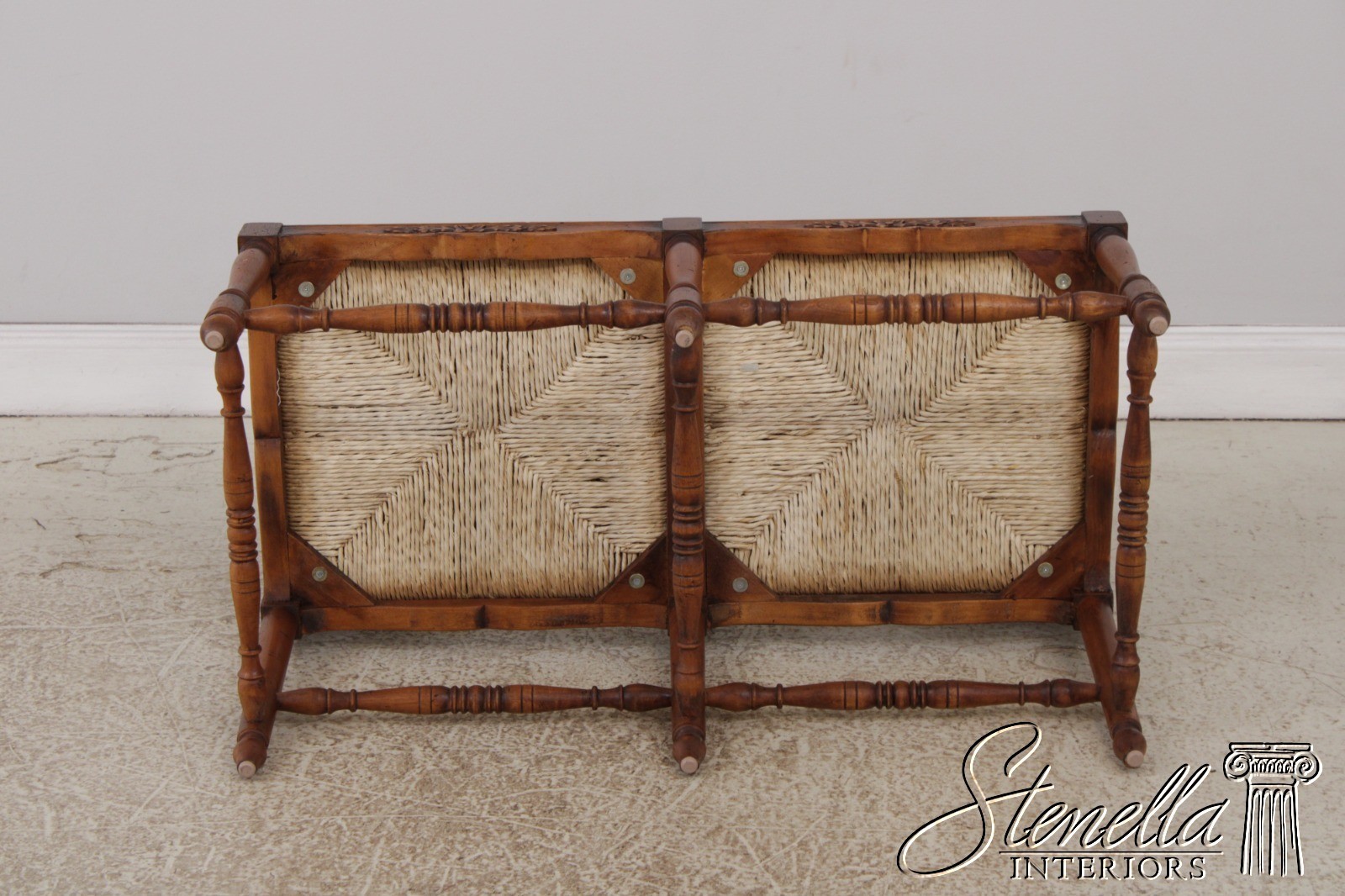 72704: Country French Rush Seat Bench