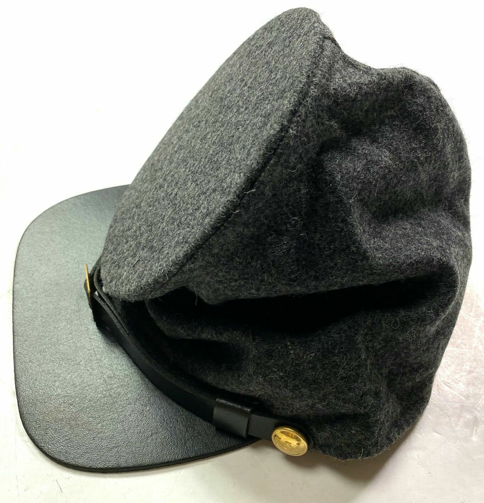 CIVIL WAR CSA CONFEDERATE DARK GREY WOOL FORAGE BUMMER CAP HAT-ALL SIZES!!!