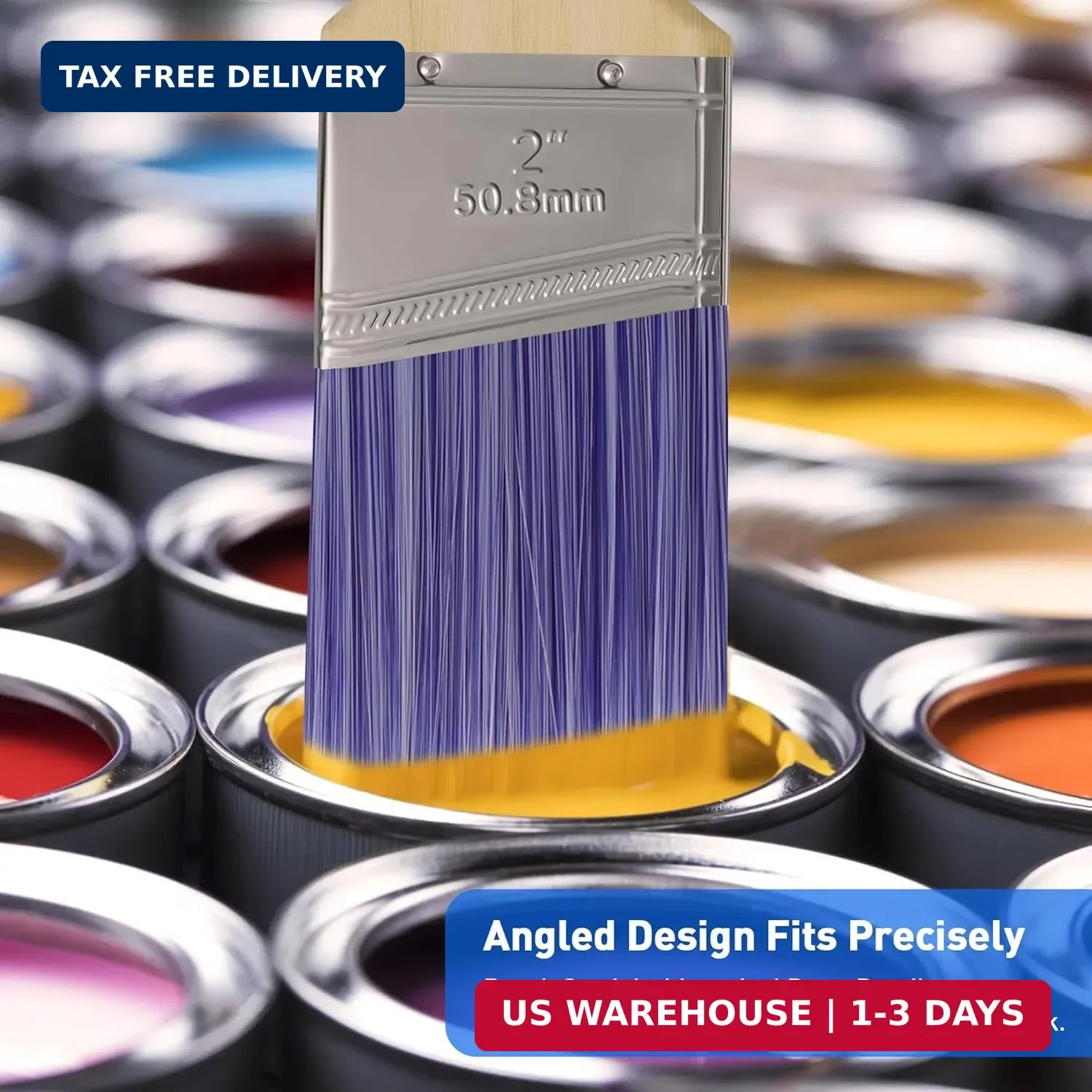 Paint Brushes - 6 Pack, 2" Angle Brushes, Paint Brush Set, Paint Brushes for Wal