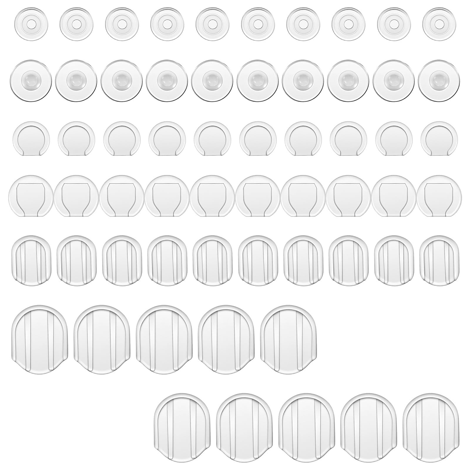 60 Pack 6 Sizes Earring Back Pads Silicone Earring Cushions for Clip On Earrings